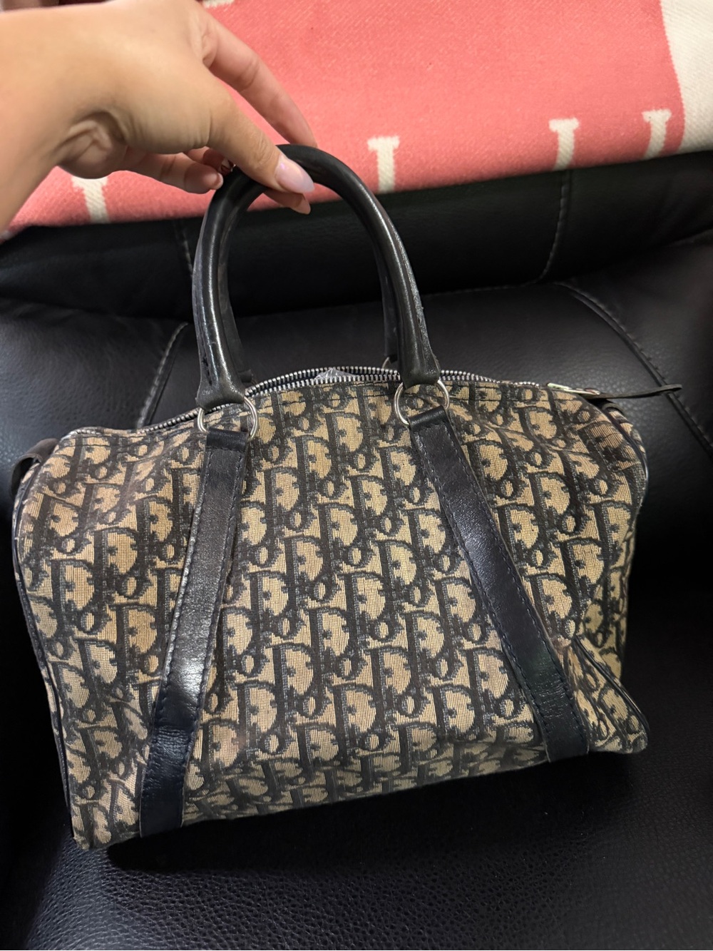 Dior Brown & Black Monogram Crossbody Satchel